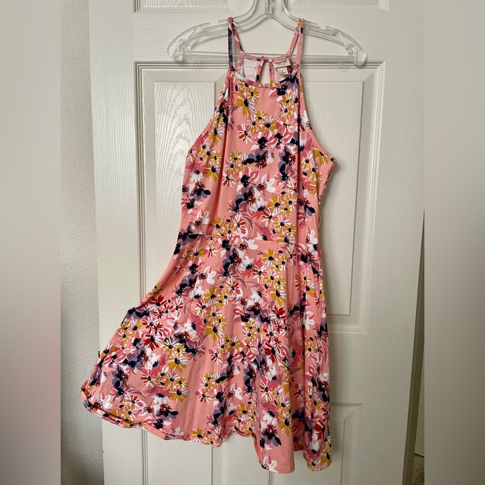Mossimo Supply Co. L Pink Floral Soft Flowy Halter Dress